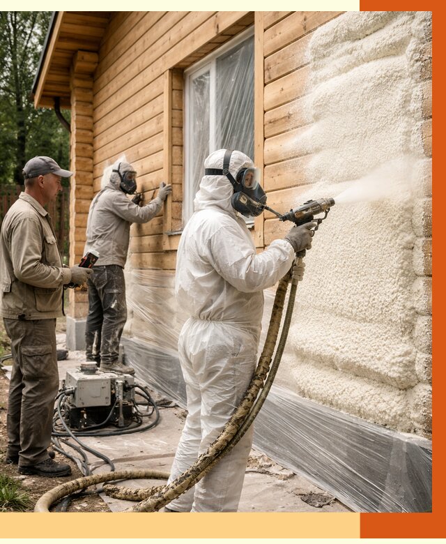 Утепление дома из бруса ППУ в Славгороде от 4004 руб/м2 под ключ | ТепломастерСлд