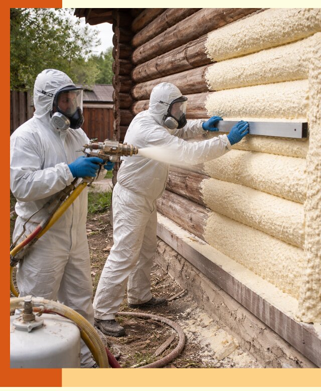 Утепление бревенчатого дома ППУ в Славгороде эффективной изоляцией