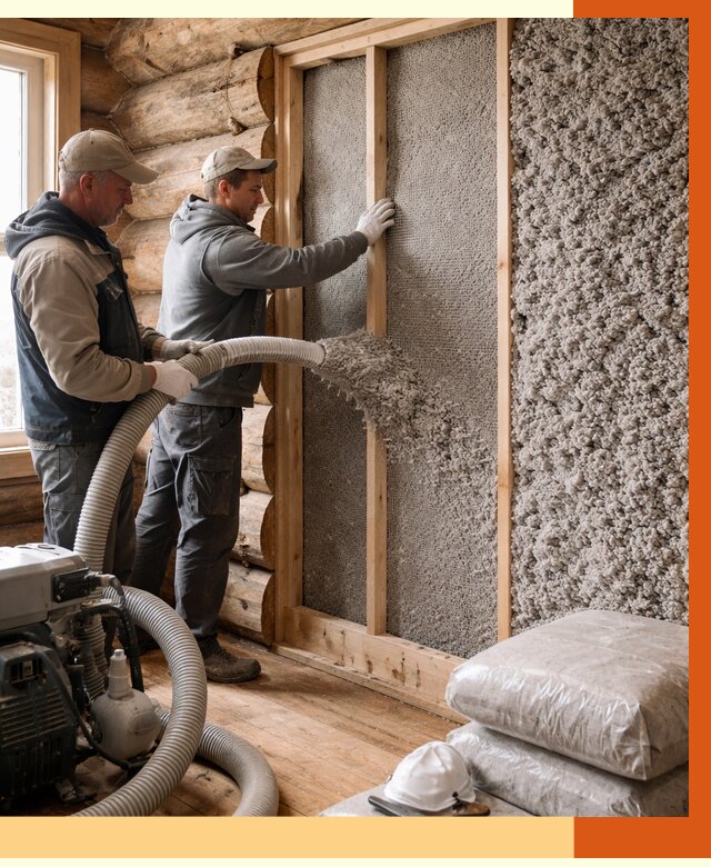 Утепление бревенчатого дома эковатой в Славгороде от 2860 руб. | ТепломастерСлд