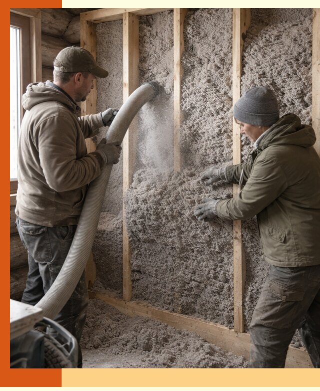 Утепление бревенчатого дома эковатой в Славгороде