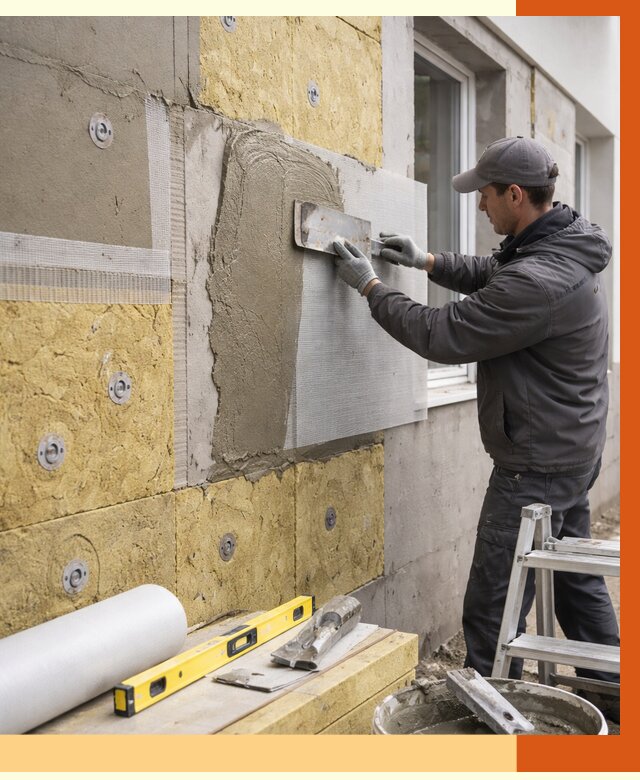 Утепление фасада под штукатурку в Славгороде от 4368 руб/м2 — монтаж пенопластом и минватой | ТепломастерСлд