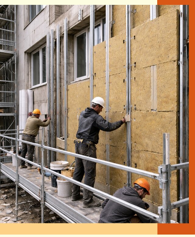 Утепление вентилируемого фасада в Славгороде от 5825 руб/м2 — монтаж и утепление вентфасад | ТепломастерСлд