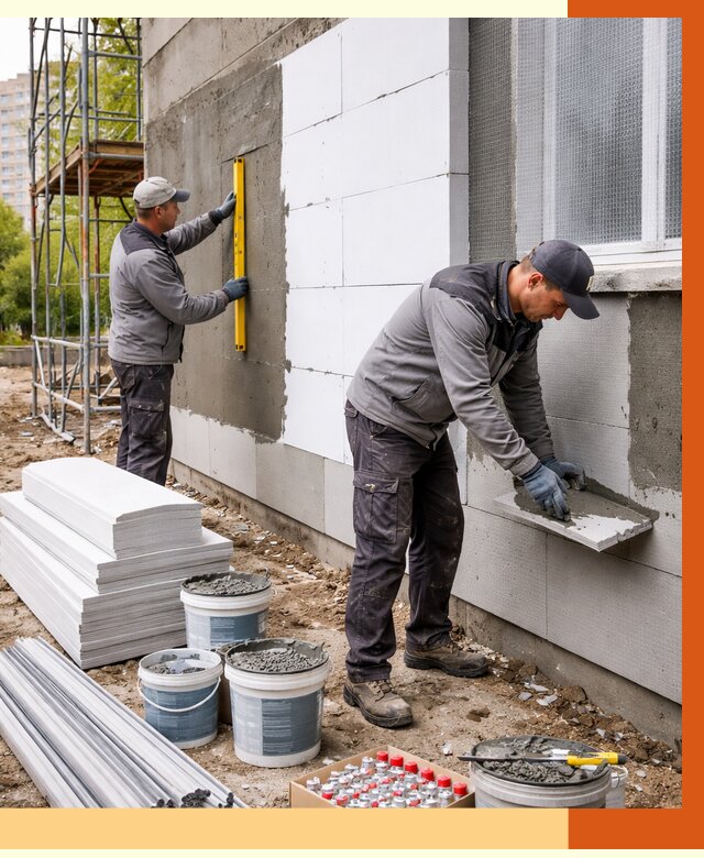 Утепление фасада и стен снаружи в Славгороде от 4368 руб. | ТепломастерСлд