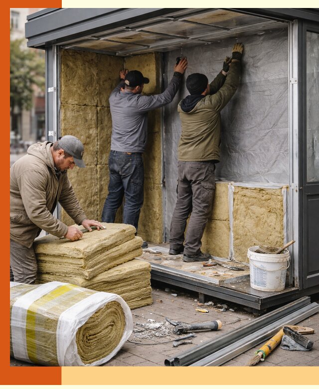 Утепление павильона шаурмы под ключ в Славгороде