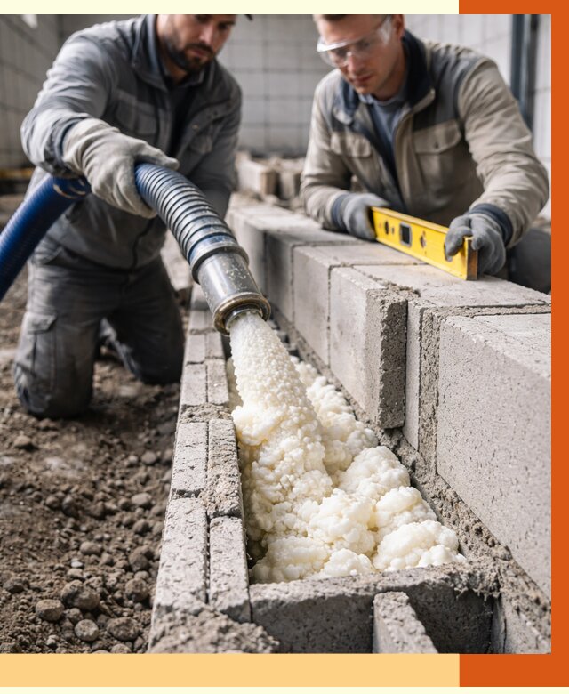 Заполнение колодцевой кладки ППУ в Славгороде от 4368 руб. за м2 | ТепломастерСлд
