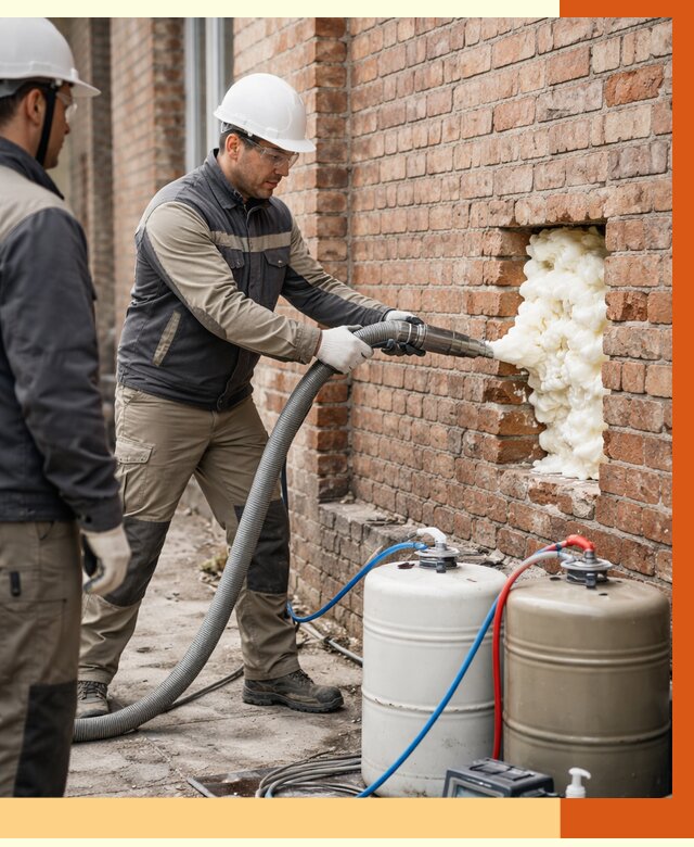 Заливка ППУ в пустоты кирпичной стены в Славгороде от 2860 руб. | ТепломастерСлд