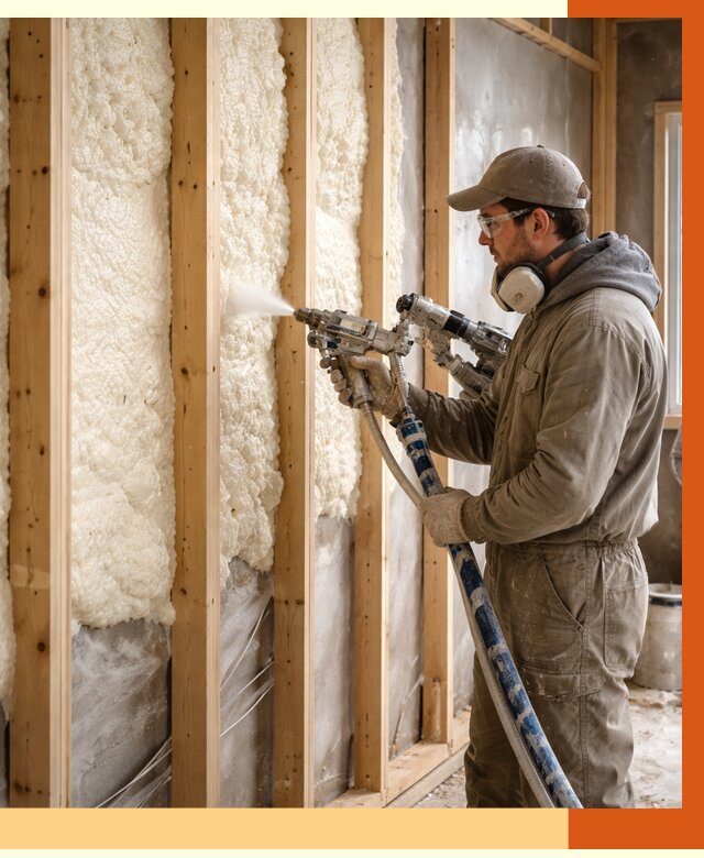 Утепление каркасной стены ППУ в Славгороде от 4420 руб./м2 под ключ | ТепломастерСлд