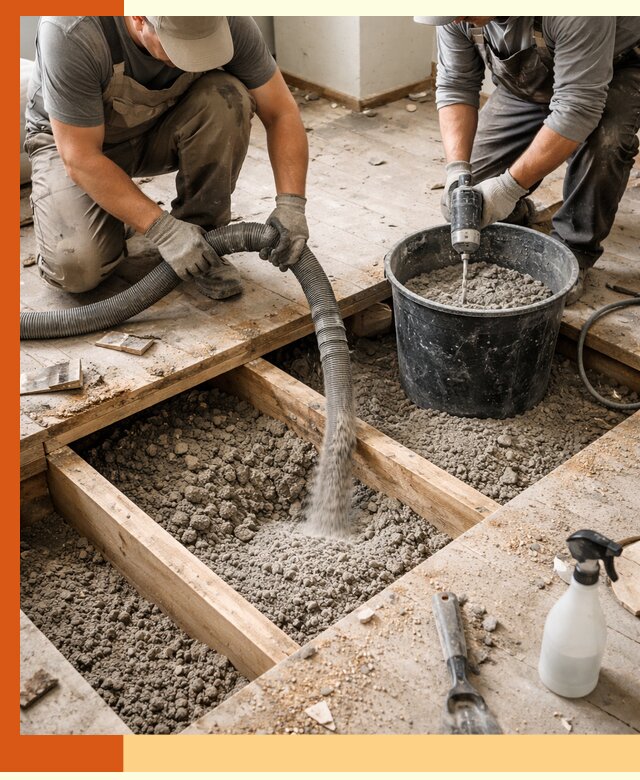 Заполнение пустот пола в Славгороде полиуретаном и пенополистиролом