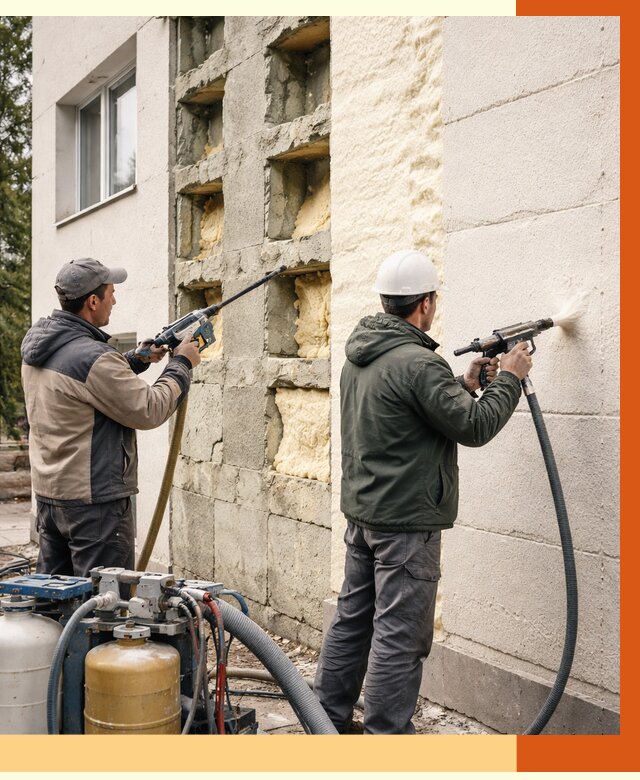 Заполнение пустот фасада в Славгороде от 4680 руб. — утепление пустот облицовки | ТепломастерСлд