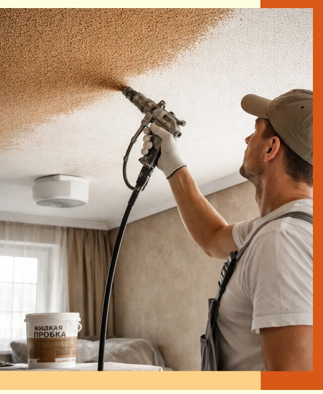 Утепление потолка жидкой пробкой в Славгороде от 3640 руб. | ТепломастерСлд