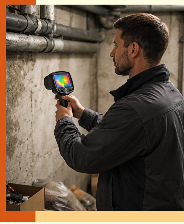 Тепловизионное обследование подвала в Славгороде для поиска утечек тепла