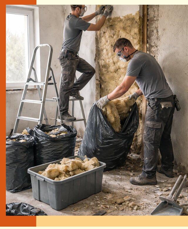 Демонтаж старого утеплителя и вывоз отходов в Славгороде