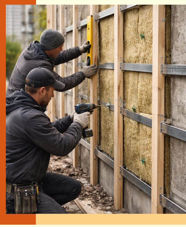 Монтаж обрешетки под утепление зданий и квартир в Славгороде